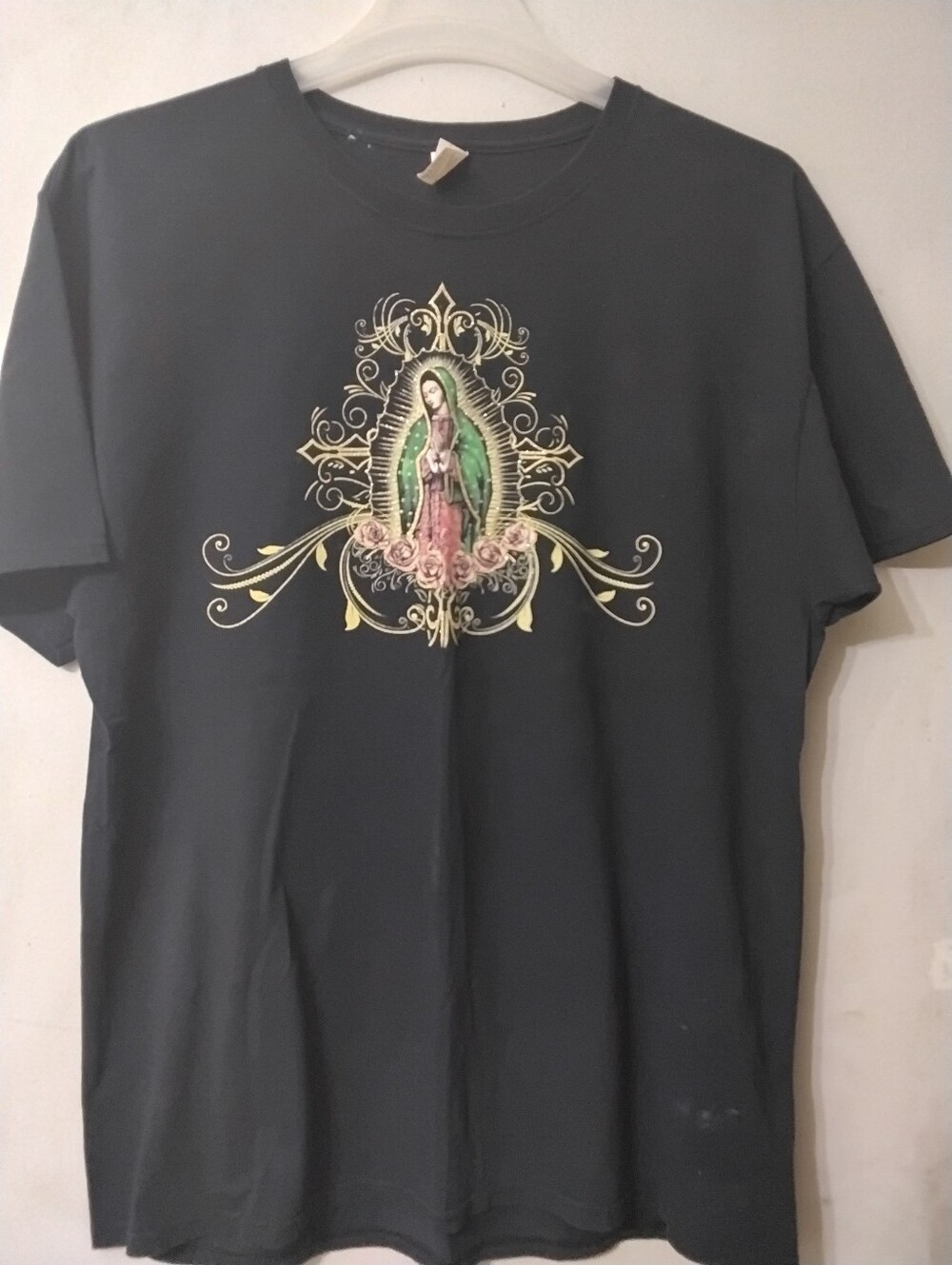 Dark Navy Men's Graphic Tee Lady Of Guadalupe Sz Large
